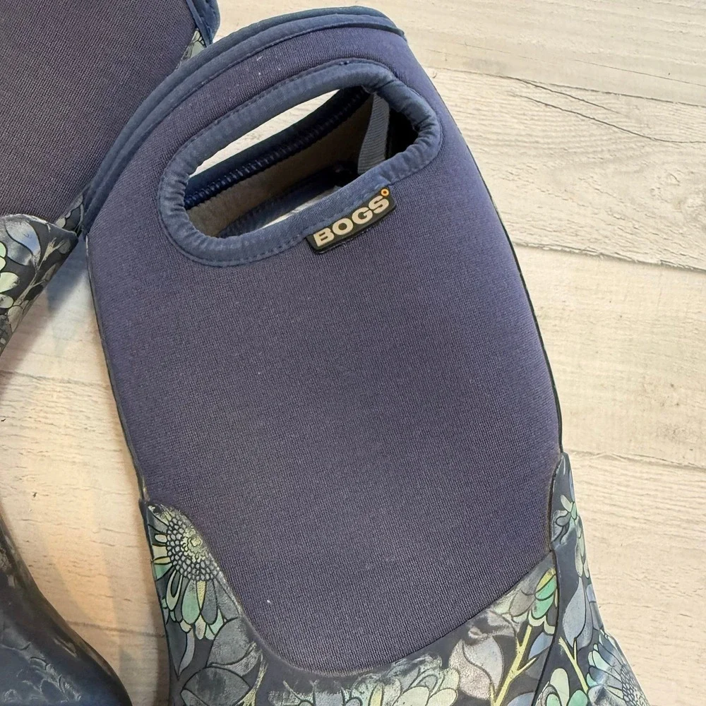 BOGS girls navy teal floral snow boots kids size‎ 2